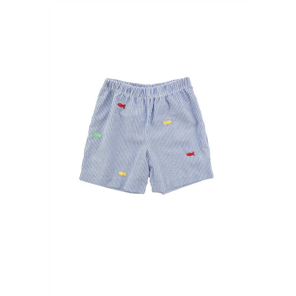 NEW FLORENCE EISEMAN kid's under the sea fish seersucker shorts in blue